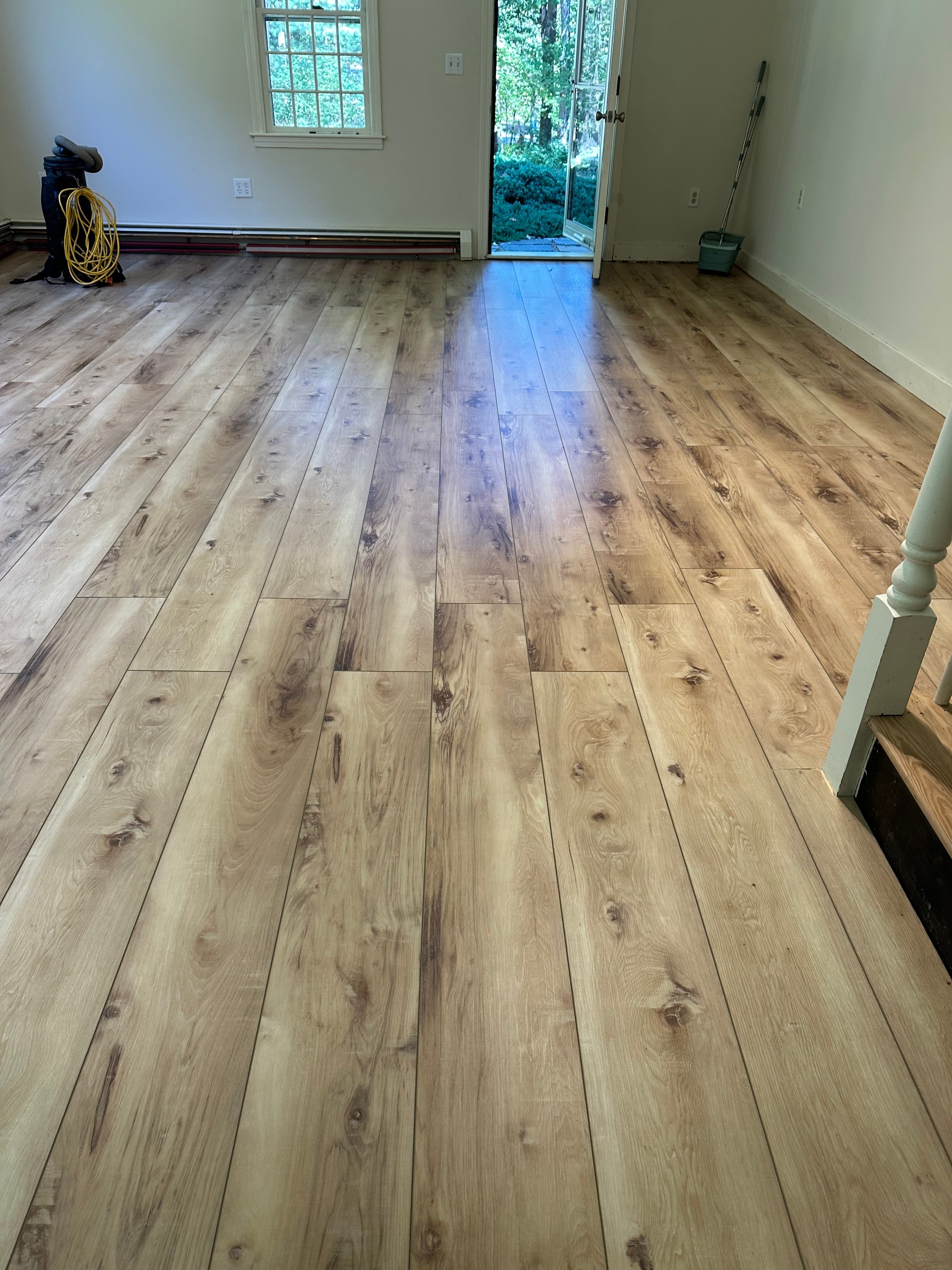 Wide plank hardwood floor installation